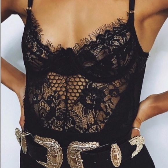 | 1 LEFT - BLACK| Sheer Mesh & Lace Teddy Bodysuit - Picture 4 of 8